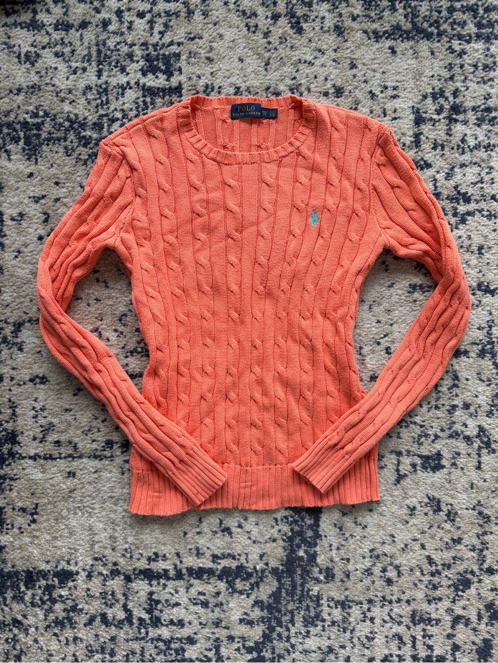 BRAND NEW Polo by Ralph Lauren Women's Coral Cable-Knit Crewneck Sweater